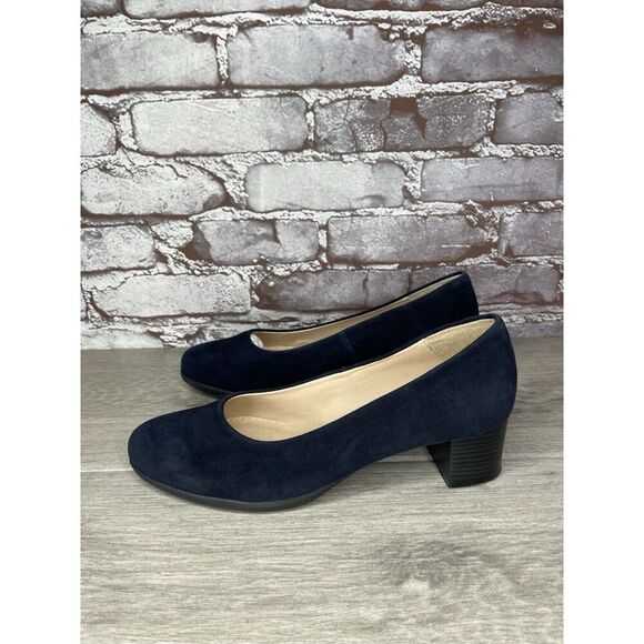 Modabella Navy Blue Suede Leather Round Toe Dress Heels Women’s Sz 38EU/7.5M US - Picture 11 of 16